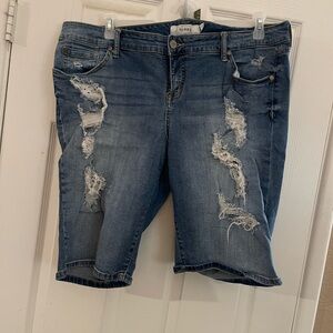 Torrid Blue Distressed Denim Shorts